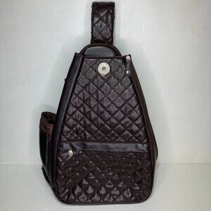 Designer JetPac Life Is Tennis Lynne Tauchen Dark Brown Tennis Backpack Quilted